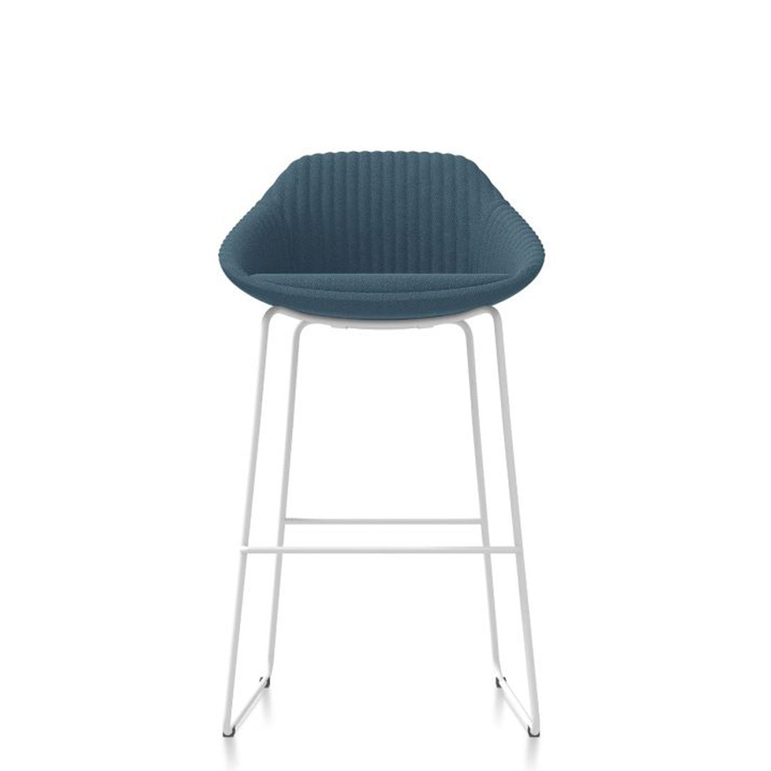 Friant Jest upholstered barstool with white metal frame, Kansas City office furniture