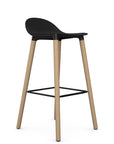 Allermuir Kin Low-Back Barstool with black seat and Clear Ash Wood Legs, Kansas City office furniture