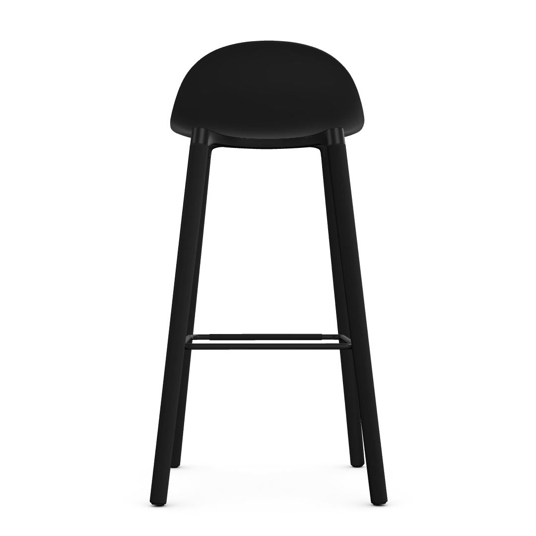 Allermuir Kin Low-Back Barstool with black seat and black Wood Legs, Kansas City office furniture