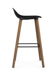 Side profile of Allermuir Kin Low-Back Barstool with black seat and white oak Wood Legs, Kansas City office furniture