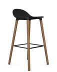 Allermuir Kin Low-Back Barstool with black seat and white oak Wood Legs, Kansas City office furniture