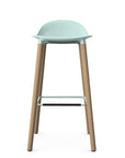 Allermuir Kin Low-Back Barstool with haze blue seat and clear ash Wood Legs, Kansas City office furniture