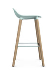 Allermuir Kin Low-Back Barstool with haze blue seat and clear ash Wood Legs, Kansas City office furniture