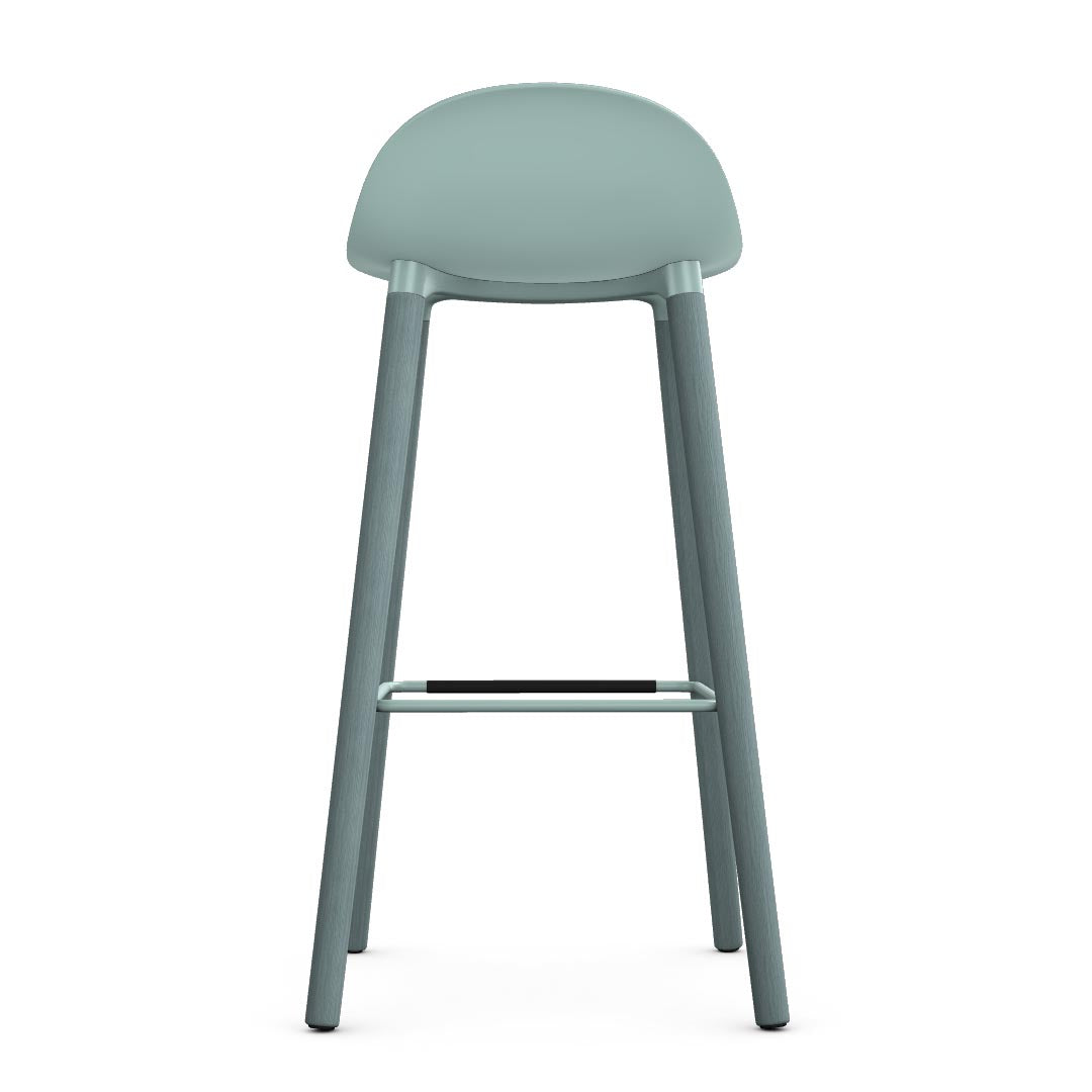 Allermuir Kin Low-Back Barstool with haze blue seat and haze blue Wood Legs, Kansas City office furniture