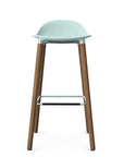 Allermuir Kin Low-Back Barstool with haze blue seat and white oak Wood Legs, Kansas City office furniture