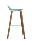 Allermuir Kin Low-Back Barstool with haze blue seat and white oak Wood Legs, Kansas City office furniture