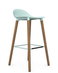 Allermuir Kin Low-Back Barstool with haze blue seat and white oak Wood Legs, Kansas City office furniture