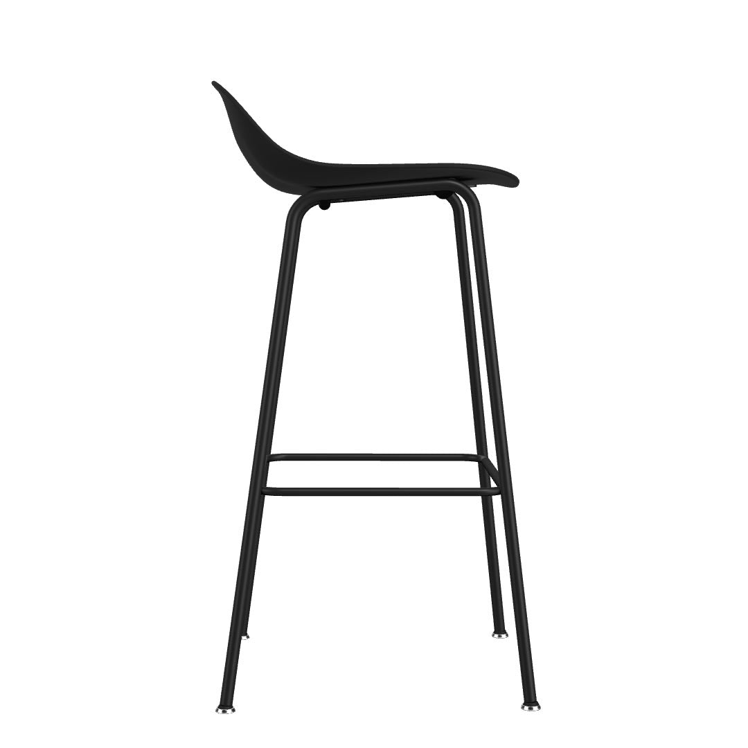 Side profile of Allermuir Kin Low-Back Barstool with Steel Frame in Black, Kansas City Office Furniture