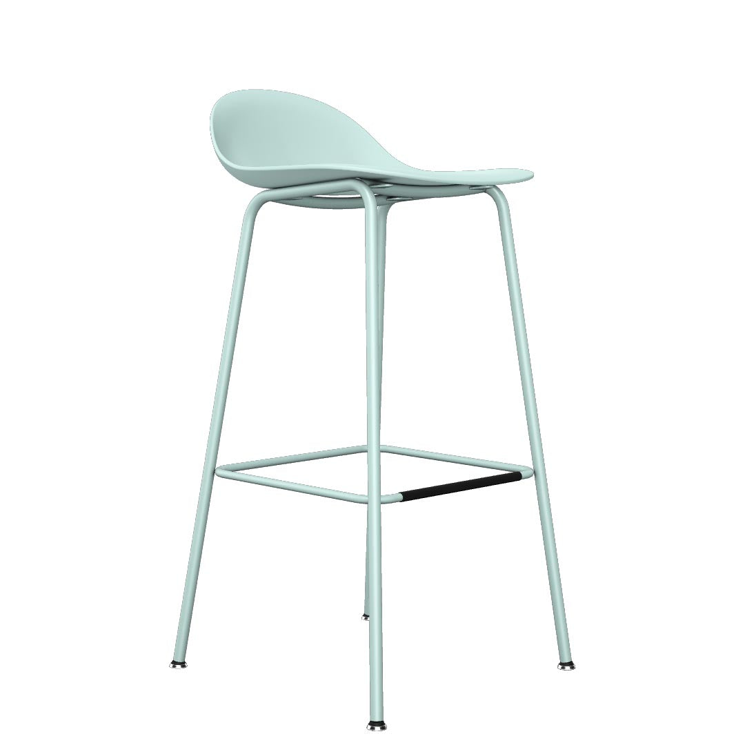 Allermuir Kin Low-Back Barstool with Steel Frame in Haze Blue, Kansas City Office Furniture