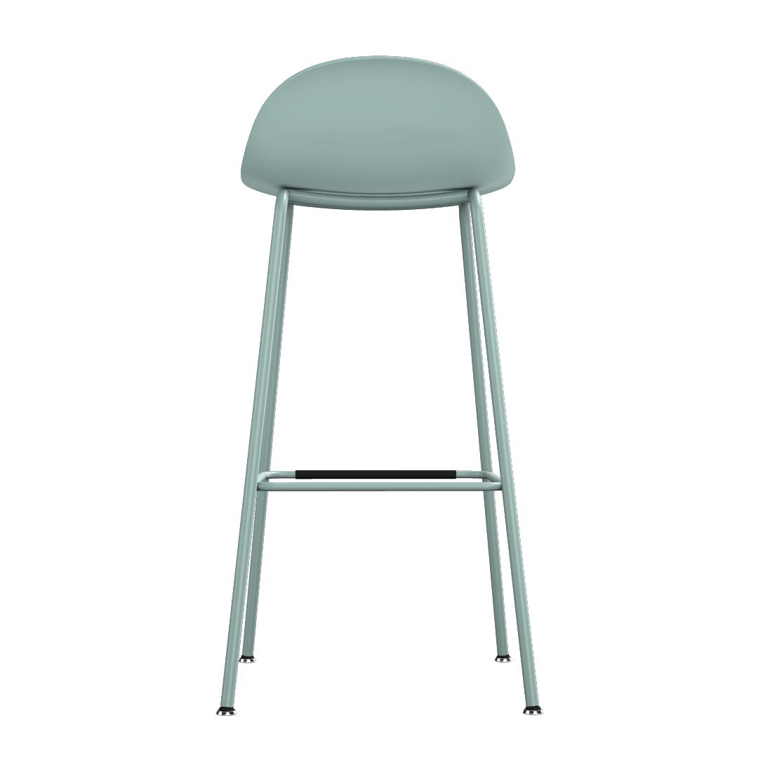 Back view of Kin Low-Back Barstool with Steel Frame in Haze Blue, Kansas City Office Furniture