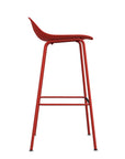 Side profile of Allermuir Kin Low-Back Barstool with Steel Frame in Red, Kansas City Office Furniture