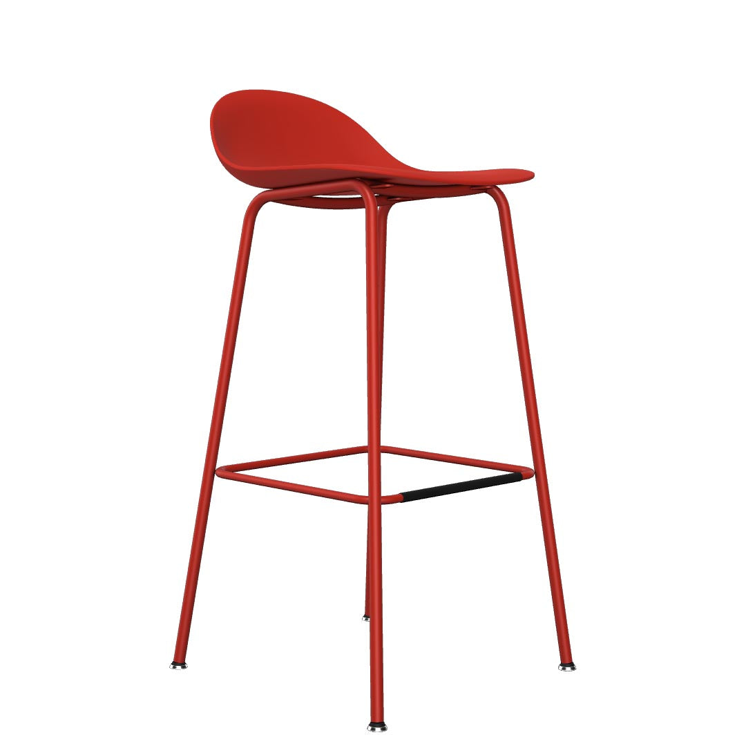 Allermuir Kin Low-Back Barstool with Steel Frame in Red, Kansas City Office Furniture