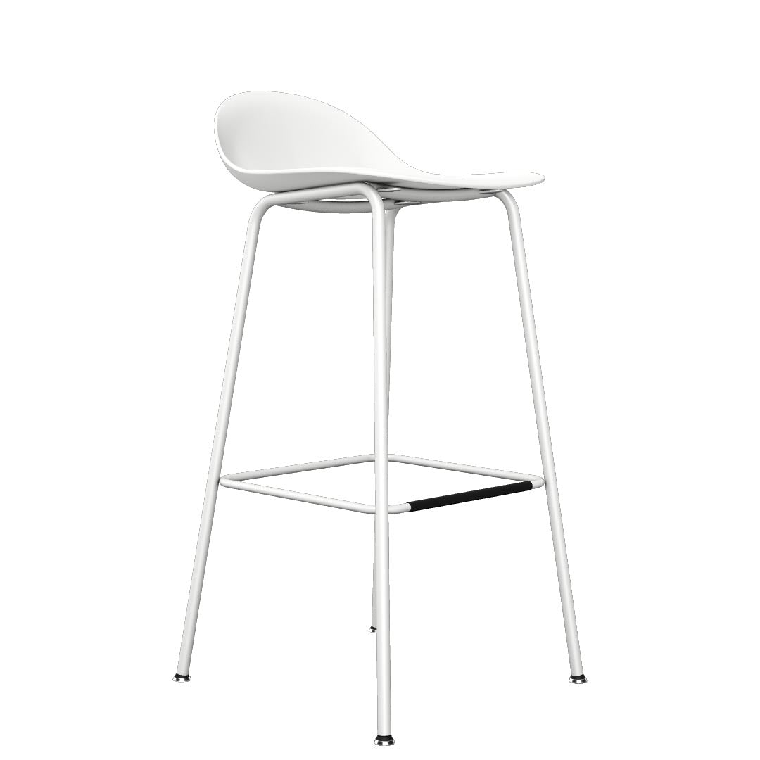 Allermuir Kin Low-Back Barstool with Steel Frame in white, Kansas City Office Furniture