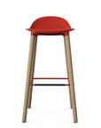 Allermuir Kin Low-Back Barstool with red seat and clear ash Wood Legs, Kansas City office furniture