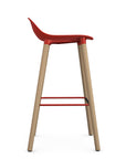 Allermuir Kin Low-Back Barstool with red seat and clear ash Wood Legs, Kansas City office furniture