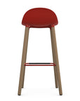 Allermuir Kin Low-Back Barstool with red seat and clear ash Wood Legs, Kansas City office furniture