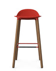 Allermuir Kin Low-Back Barstool with red seat and white oak Wood Legs, Kansas City office furniture