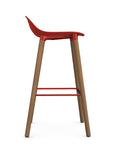 Allermuir Kin Low-Back Barstool with red seat and white oak Wood Legs, Kansas City office furniture