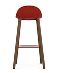 Allermuir Kin Low-Back Barstool with red seat and white oak Wood Legs, Kansas City office furniture