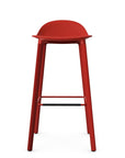 Allermuir Kin Low-Back Barstool with red seat and red Wood Legs, Kansas City office furniture