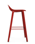 Allermuir Kin Low-Back Barstool with red seat and red Wood Legs, Kansas City office furniture