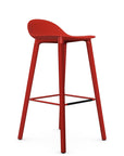 Allermuir Kin Low-Back Barstool with red seat and red Wood Legs, Kansas City office furniture