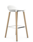 Allermuir Kin Low-Back Barstool with white seat and clear ash Wood Legs, Kansas City office furniture