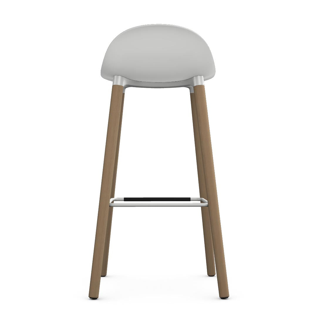 Allermuir Kin Low-Back Barstool with white seat and clear ash Wood Legs, Kansas City office furniture