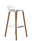 Allermuir Kin Low-Back Barstool with white seat and white oak Wood Legs, Kansas City office furniture