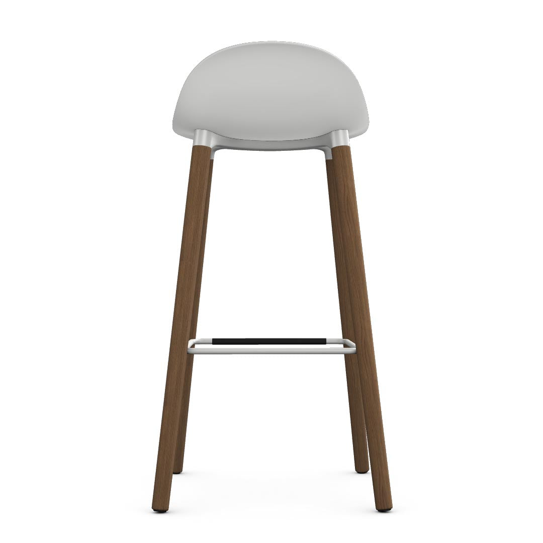 Allermuir Kin Low-Back Barstool with white seat and white oak Wood Legs, Kansas City office furniture