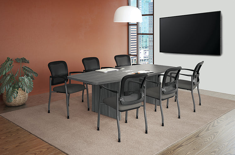 Boat Shaped Conference Table with Slab Base - Kansas City Office Furniture