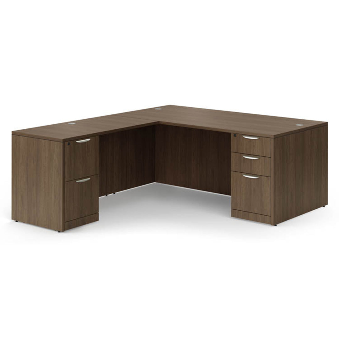 L-Shaped Double Pedestal Office Desk 36"x72" with 24"x48" Return - Kansas City Office Furniture