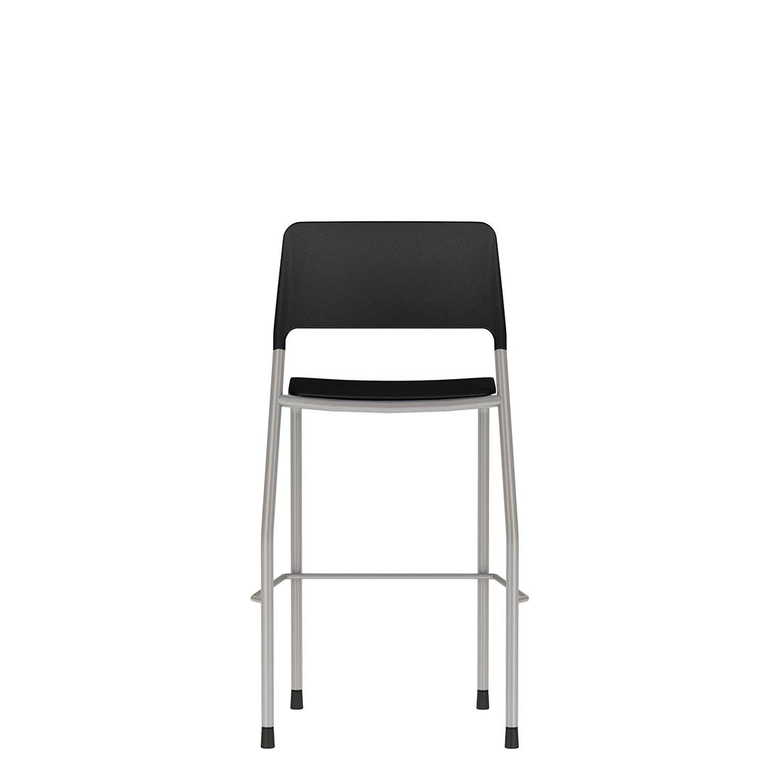 Pierce Multi-Purpose Stackable Bar Stool. Black. Back view. Kansas City Office furniture. 