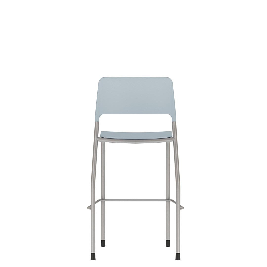 Pierce Multi-Purpose Stackable Bar Stool. Light Blue. Front view. Kansas City Office furniture. 