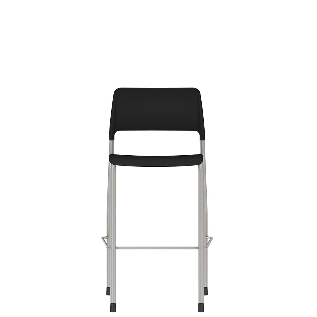 Pierce Multi-Purpose Stackable Bar Stool. Black. Front view. Kansas City Office furniture. 