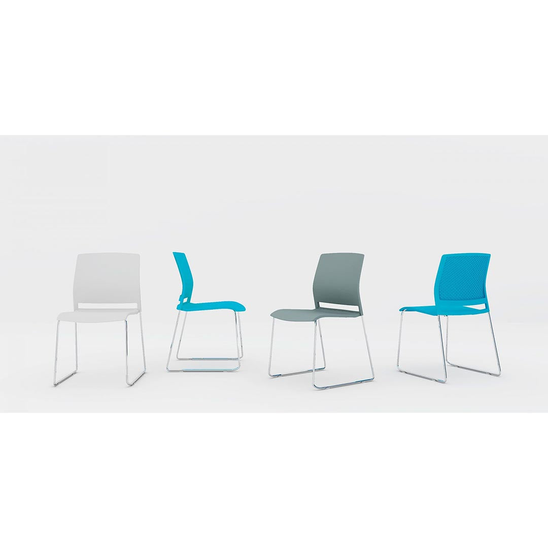 Prep Training Room Chairs in various color ways: grey, blue, and white. Kansas City Office Furniture.