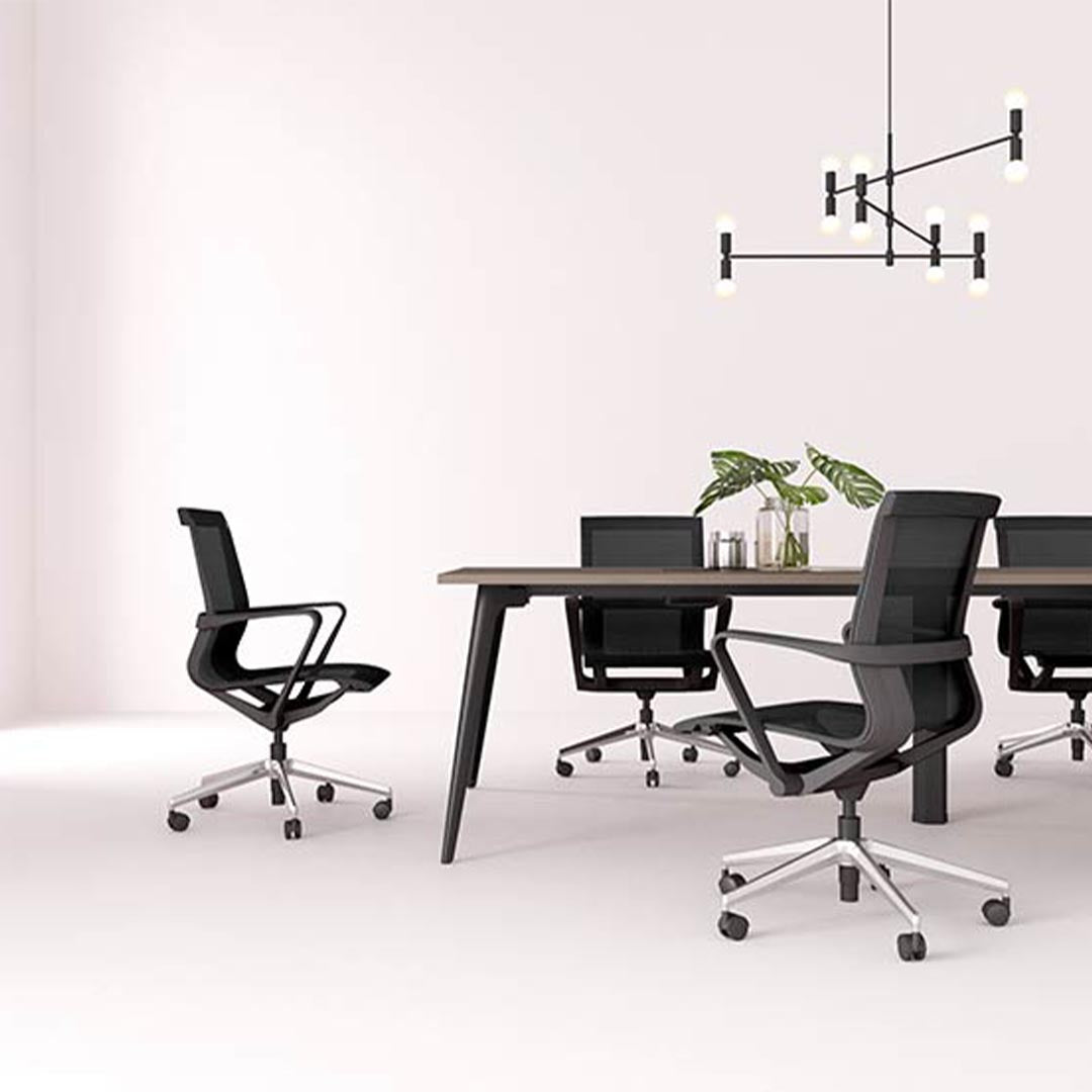 Prov Mesh Black Mid-Back Conference Chairs. Kansas City office furniture.