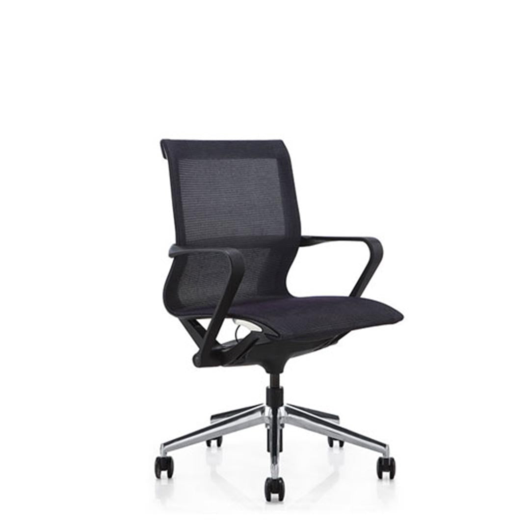 Prov Mesh Black Mid-Back Conference Chair. Side view. Kansas City office furniture.