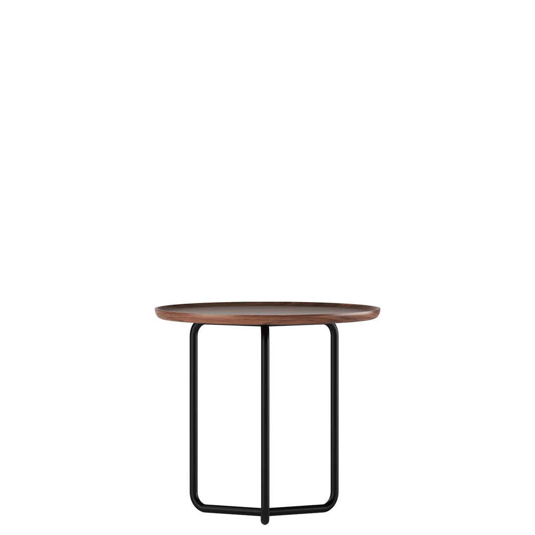 Friant Roke Side Table with metal frame and raised edge. Kansas City office furniture.