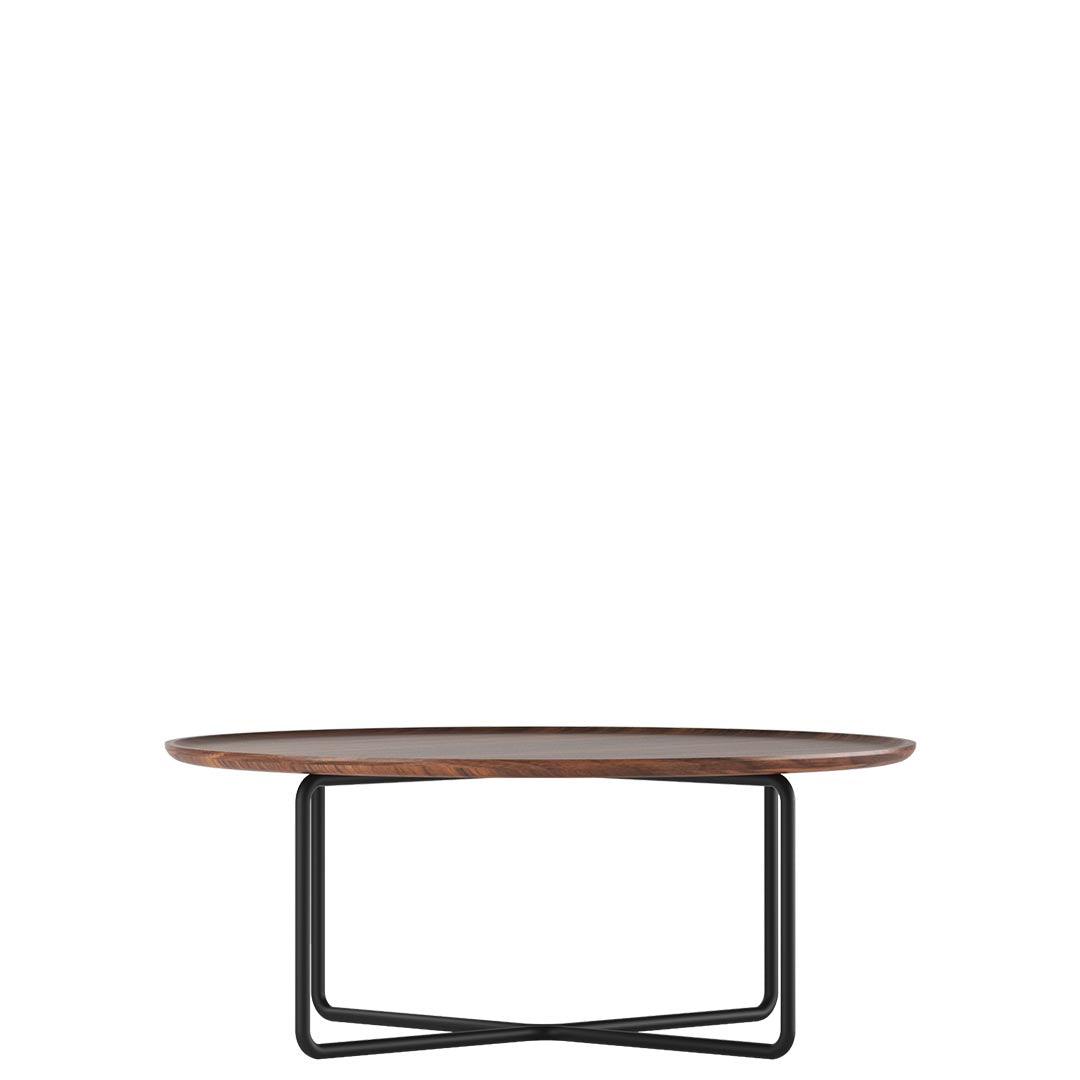 Friant Roke Coffee Table with raised edge and metal frame. Kansas City office furniture