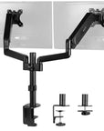 Black Clamp-On Dual Pneumatic Monitor Arm - Kansas City Office Furniture