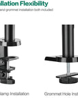 Black Clamp-On Dual Pneumatic Monitor Arm - Kansas City Office Furniture