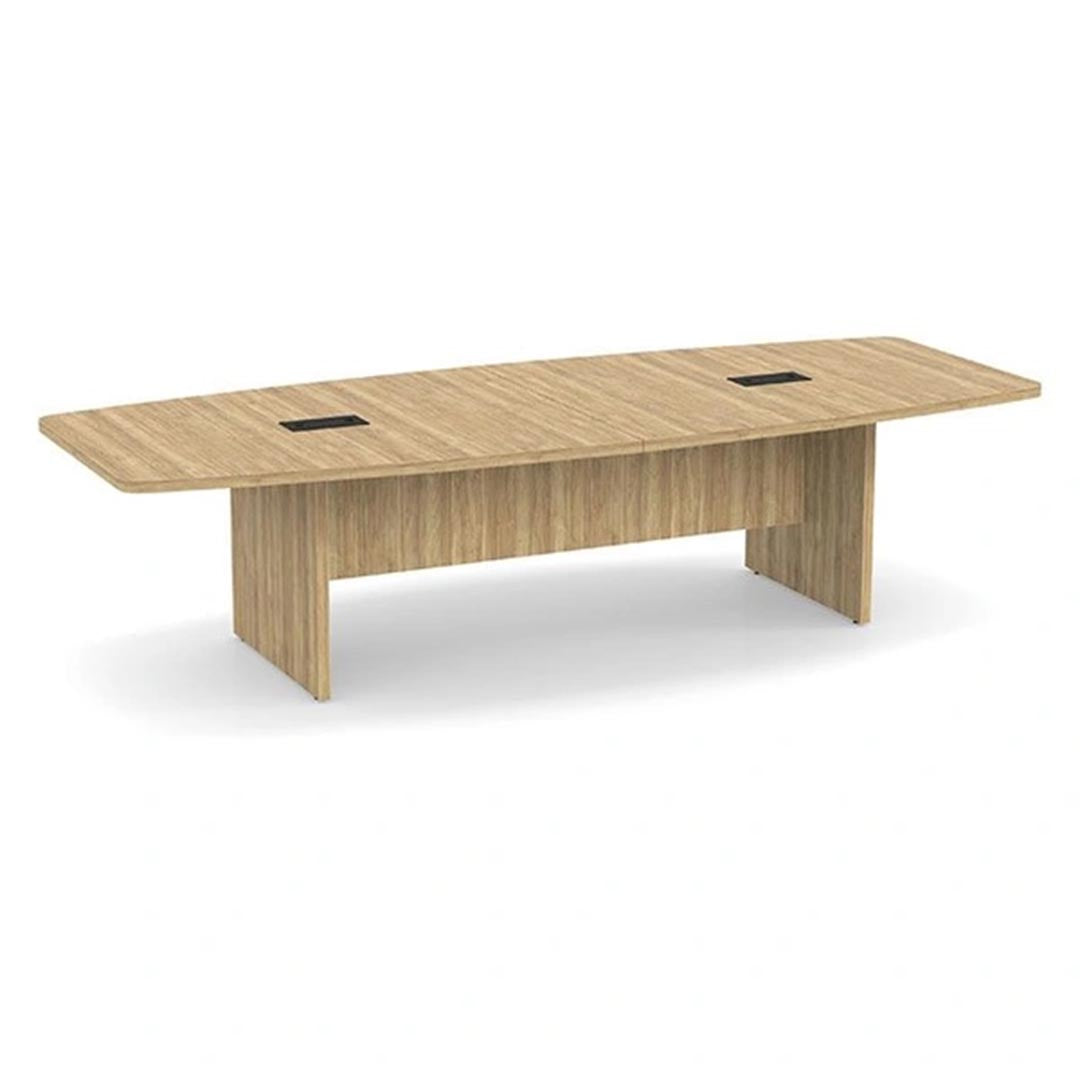 Storlie Boat-Shaped Conference Table with Slab Base. Kansas City Office furniture.