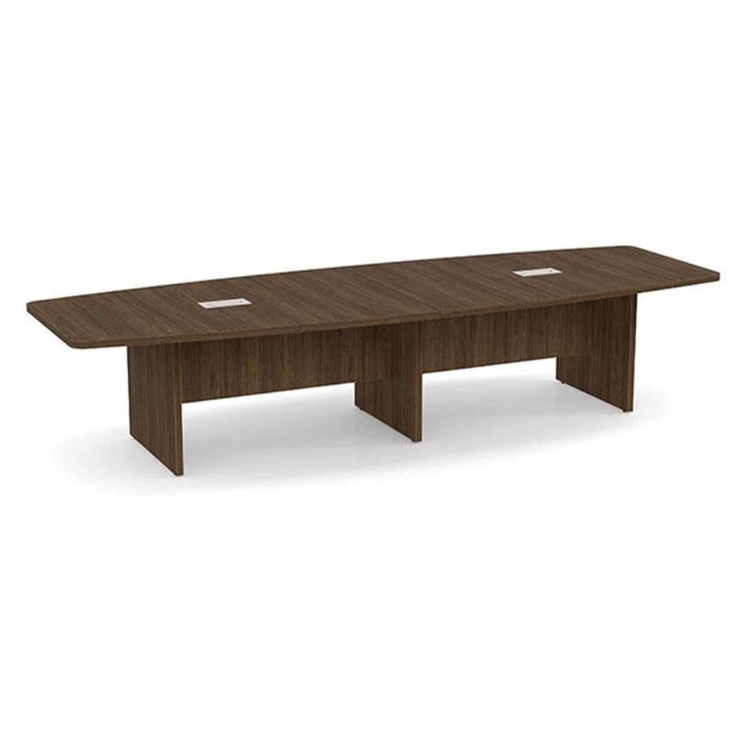 Storlie Boat-Shaped Conference Table with Slab Base. Kansas City Office furniture.