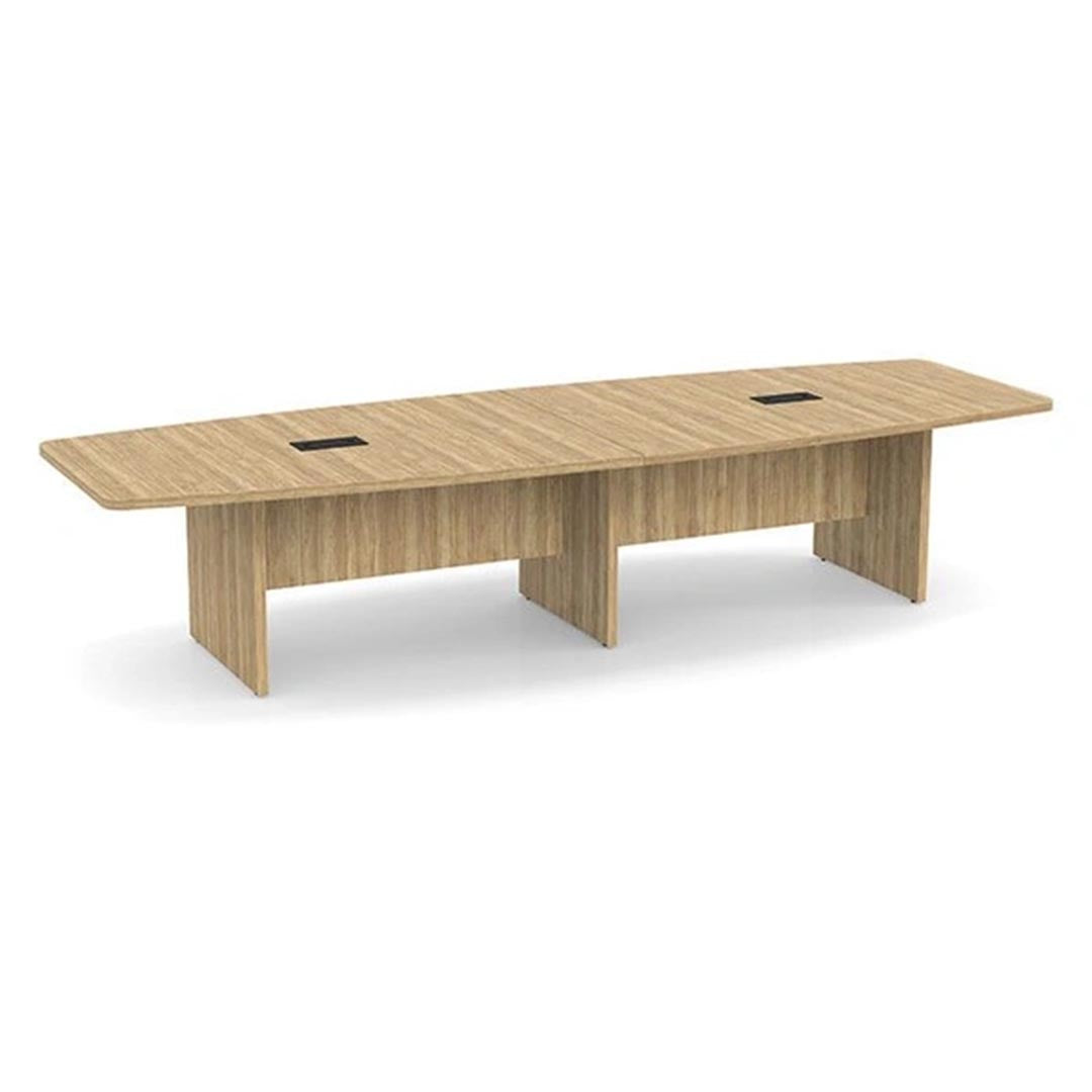 Storlie Boat-Shaped Conference Table with Slab Base. Kansas City Office furniture.