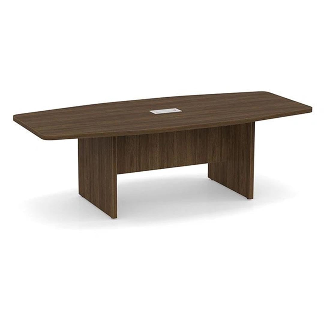 Storlie Boat-Shaped Conference Table with Slab Base. Kansas City Office furniture.