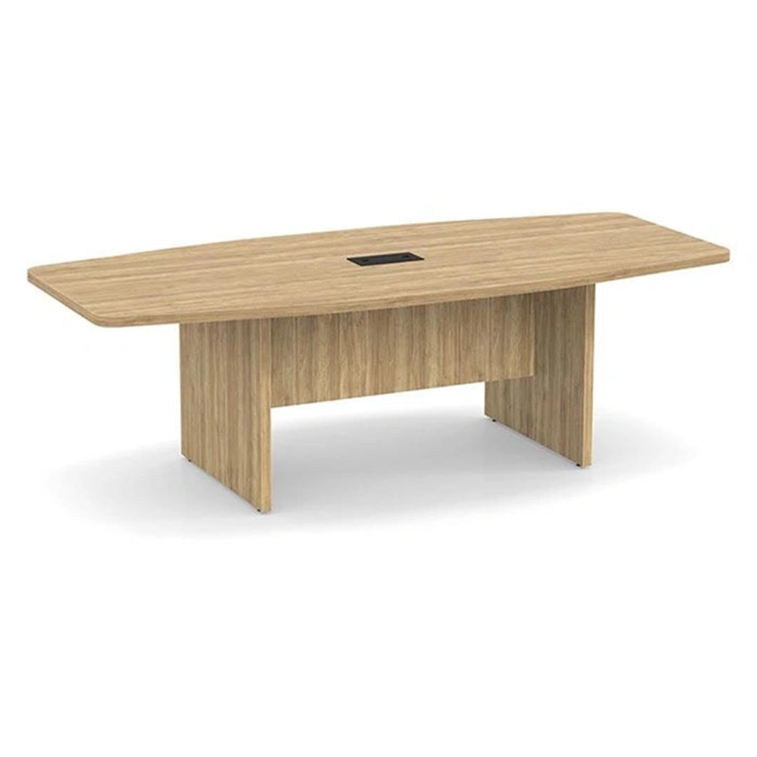 Storlie Boat-Shaped Conference Table with Slab Base. Kansas City Office furniture.