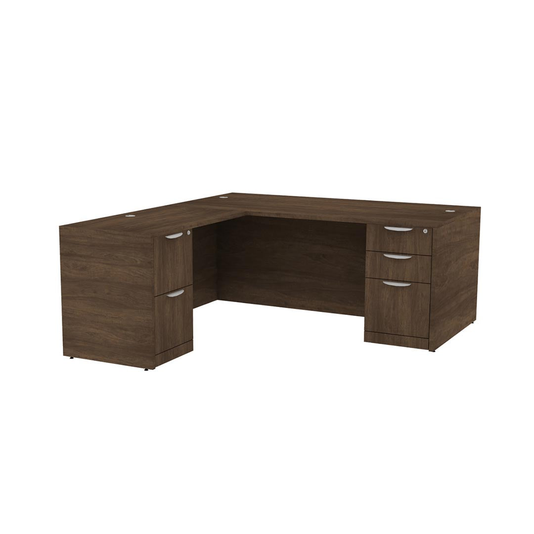 Storlie Classic L Shaped Double Pedestal Office Desk. 36 x 72 Work Surface with 24 x 48 Return. L Desk. Box Box File and File File Storage. BBF and FF drawers. Kansas City Office Furniture.