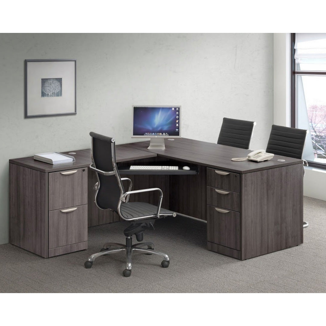 Storlie Classic L Shaped Double Pedestal Office Desk. 36 x 72 Work Surface with 24 x 48 Return. L Desk. Box Box File and File File Storage. BBF and FF drawers. Kansas City Office Furniture.