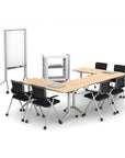 AIS Stow Black Mesh Low-Back Nesting Training Room Chairs. Rolling side chair with casters. Kansas City Office Furniture.